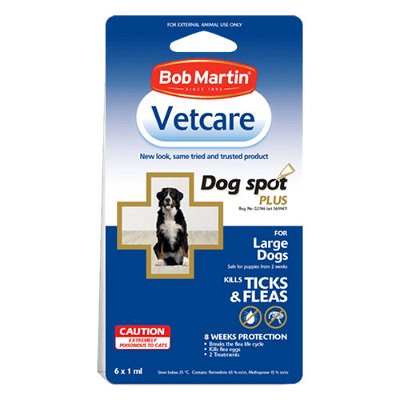 Bob Martin Vetcare Ticks & Fleas Spot Plus for Large Dogs 6x1ml