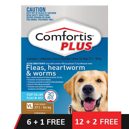 Comfortis Plus (Trifexis) For Very Large Dogs 27.1-54 Kg (60.1 - 120lbs) Brown