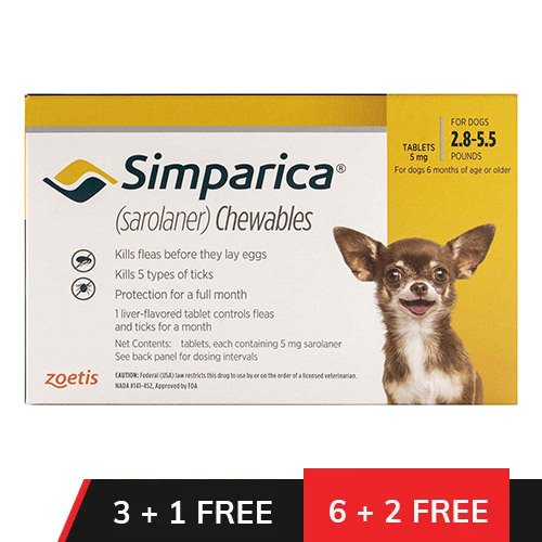 Simparica Chewables for Dogs 2.8-5.5 lbs (Yellow)