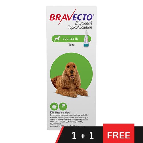 Bravecto Topical for Medium Dogs (22 - 44 lbs) Green