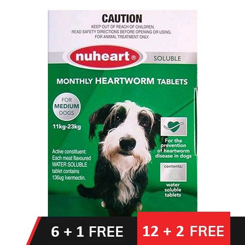 Nuheart Generic Heartgard for  Medium Dogs 26-50lbs (Green)