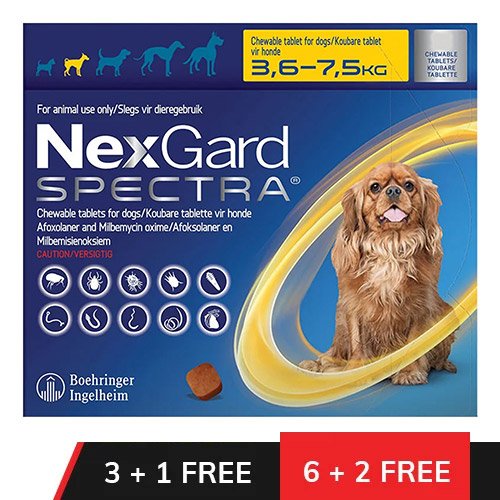 Nexgard Spectra for Small Dogs 7.7-16.5 lbs (Yellow)