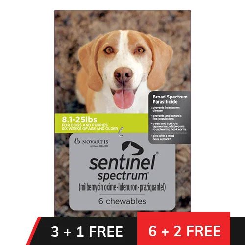 Sentinel Spectrum Chews  Green for Dogs 8.1-25 lbs