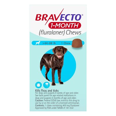 Bravecto 1-month Chew for Large Dogs 44-88lbs (Blue)