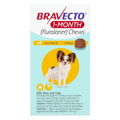 Bravecto 1-month Chew for Toy Dogs 4.4-9.9lbs (Yellow)