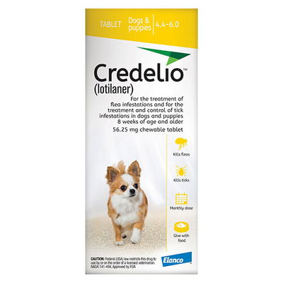 Credelio for Dogs 4.4 to 06 Lbs (56.25 Mg) Yellow (Exp : Apr-25)