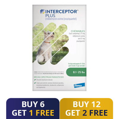 Interceptor Plus Chew (Interceptor Spectrum) For Dogs 8.1 - 25lbs (Green)