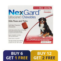 Nexgard Chewables for Extra Large Dogs 60.1-120 lbs (Red) 136mg