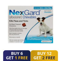 Nexgard Chewables for Medium Dogs 10.1-24 lbs (Blue) 28mg