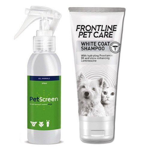 Petscreen SPF23 Sunscreen & Frontline Pet Care White Coat Shampoo Combo